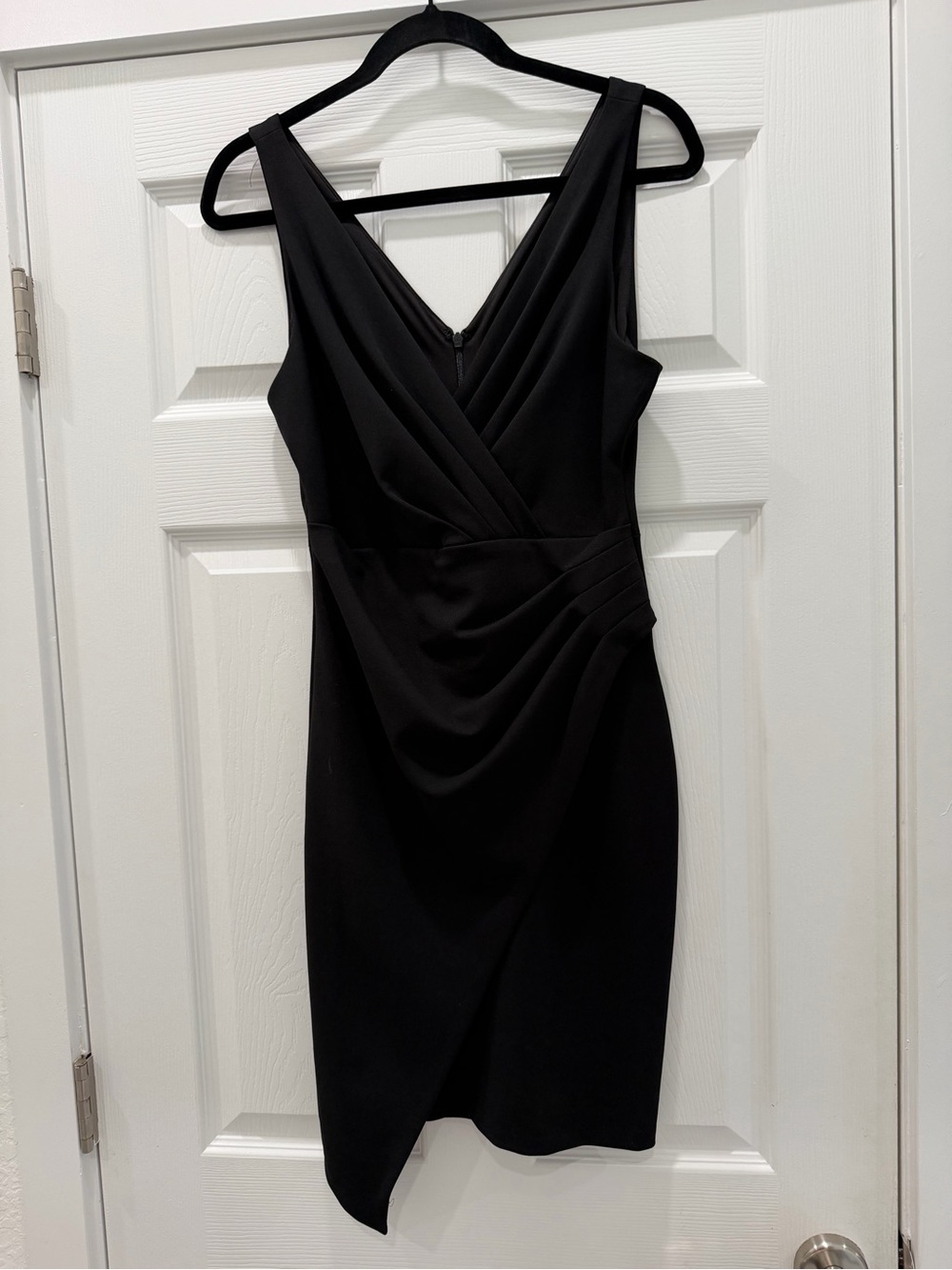 Guess Black Sleeveless V-Neck Draped Midi Dress